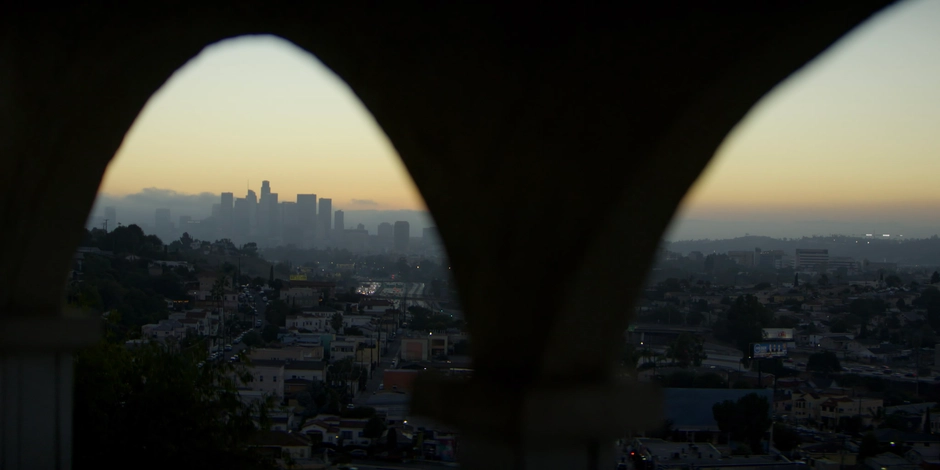 Archways in front of the city of Los Angeles