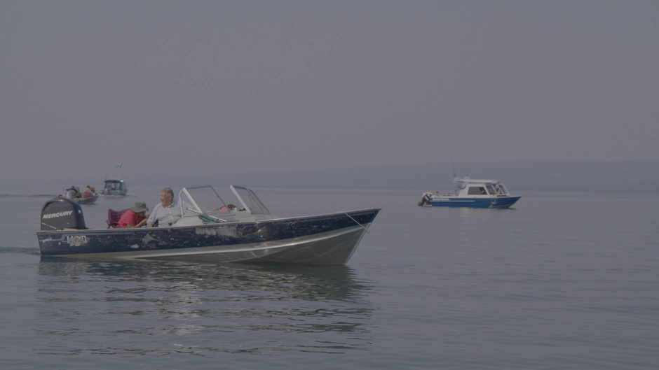 Boats on a clear lake