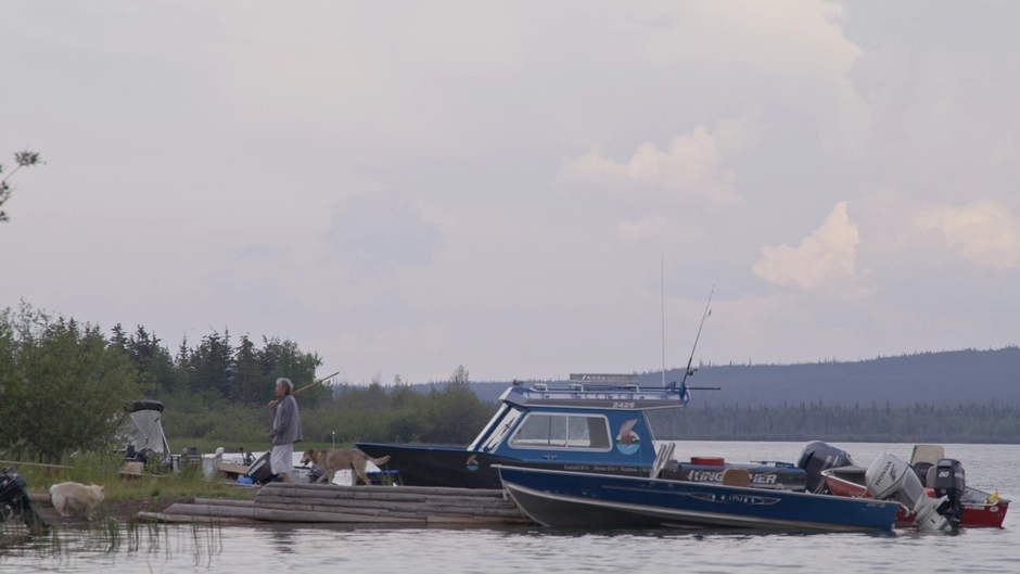 A boat is docked in town